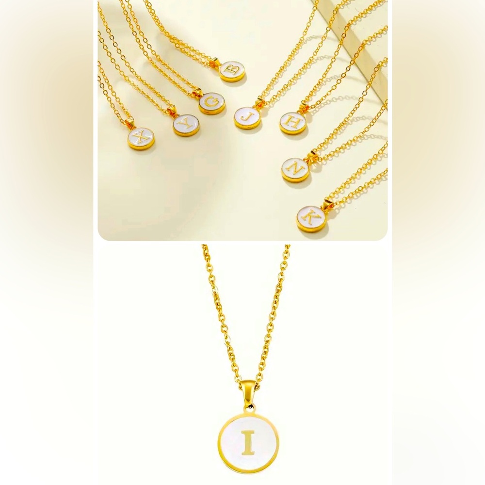 White Enamel "Initial I" Pendant Necklace